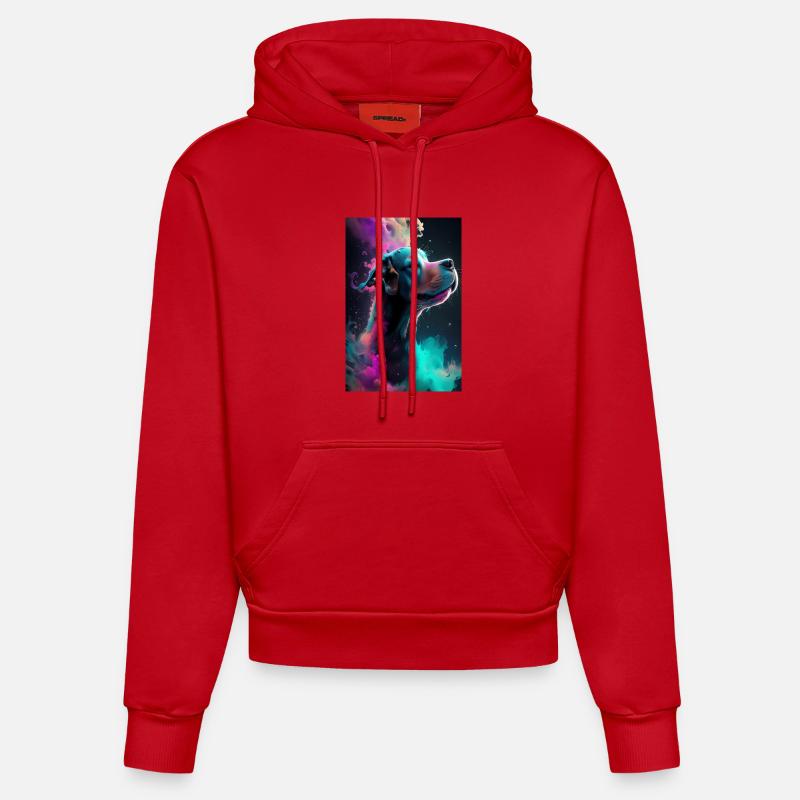 Chien mignon - Sweat à capuche bio ajusté fabriqué en UE - rouge