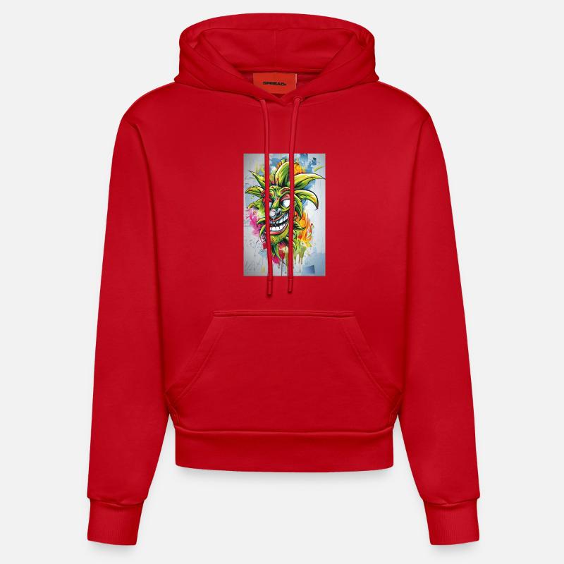 Graffiti Bouffon Ananas - Sweat à capuche bio ajusté fabriqué en UE - rouge