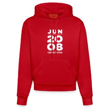 Limited Edition June 2008 Geburtstag Geschenk - Organic Fitted Hoodie Made in EU - Rot - Vorne