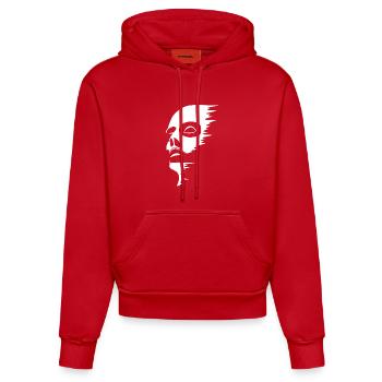 Visage fantomatique - Sweat à capuche bio ajusté fabriqué en UE - rouge - Devant