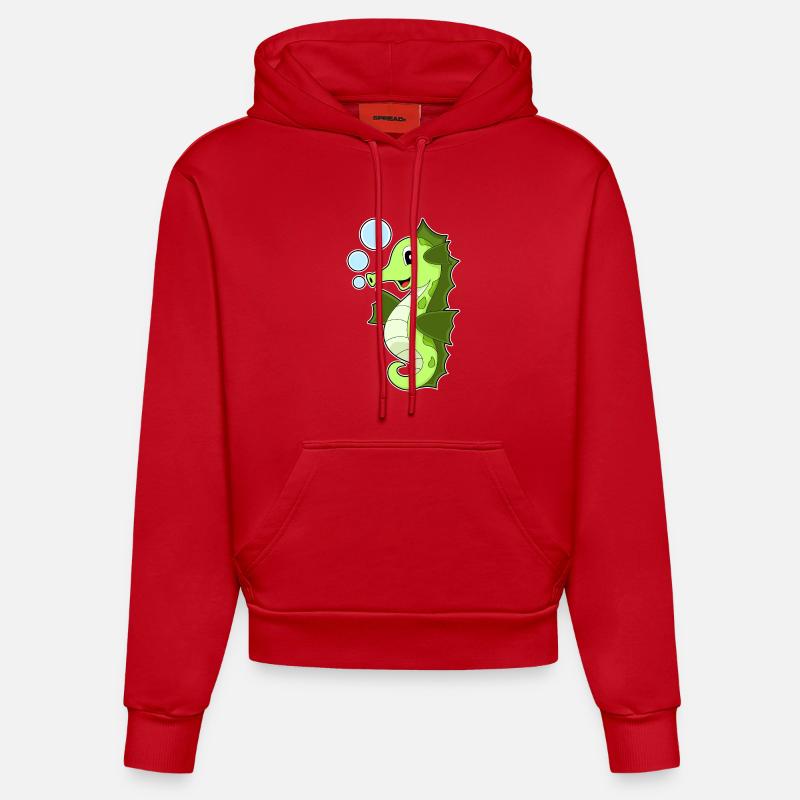 Hippocampe - Sweat à capuche bio ajusté fabriqué en UE - rouge