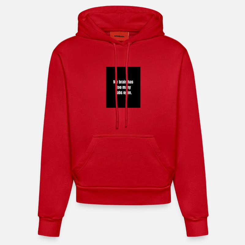 Too Many Tabs – Overthinking in Progress - Sweat à capuche bio ajusté fabriqué en UE - rouge