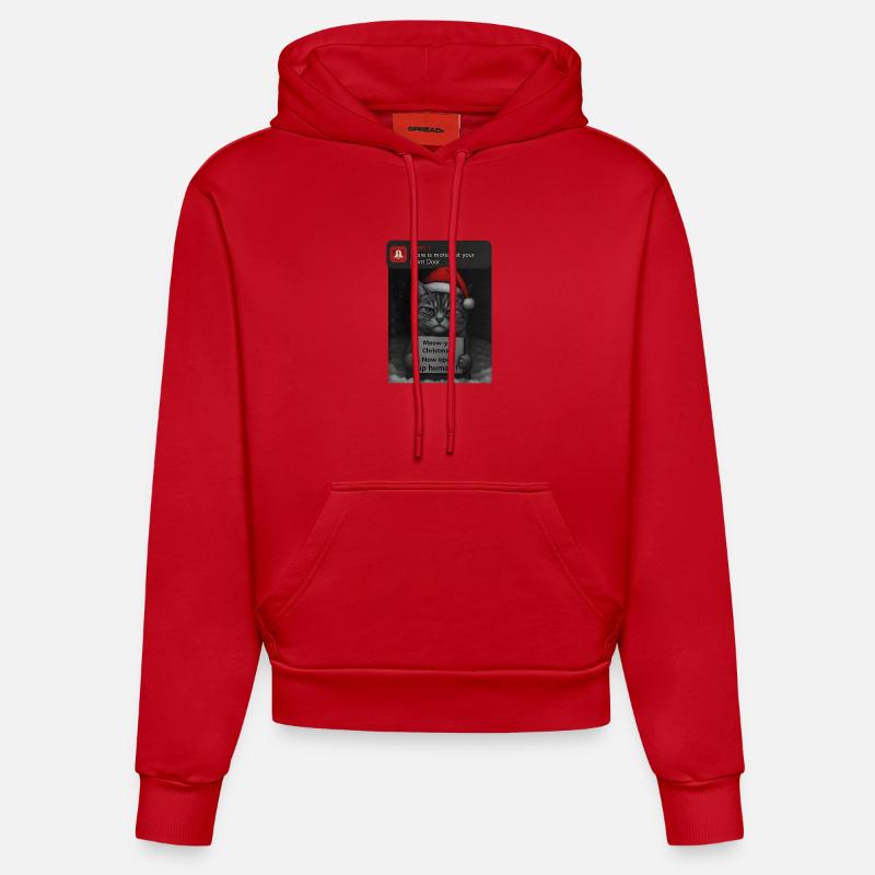 Chat Noël avec des chats drôles - Sweat à capuche bio ajusté fabriqué en UE - rouge