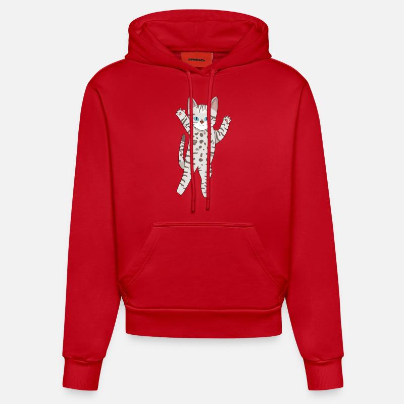 Bengale gris - Sweat à capuche bio ajusté fabriqué en UE - rouge