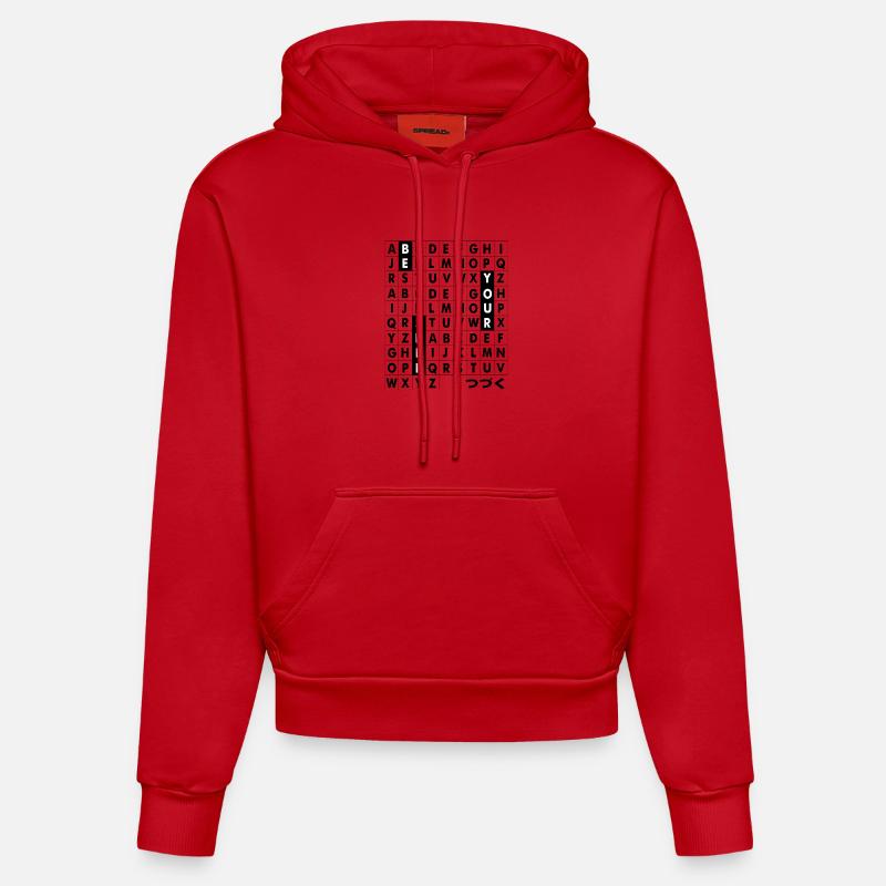 be your self - Sweat à capuche bio ajusté fabriqué en UE - rouge