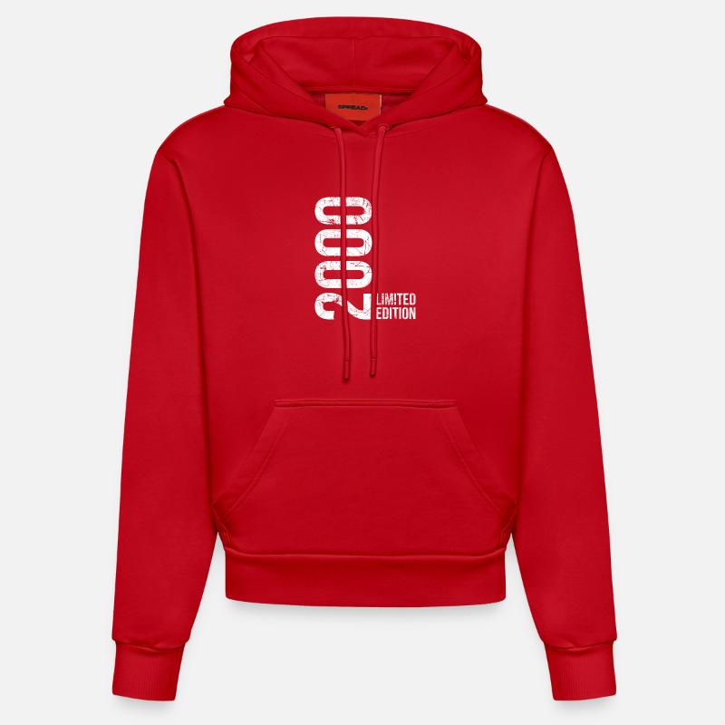26e anniversaire, Édition limitée 2000 - Sweat à capuche bio ajusté fabriqué en UE - rouge