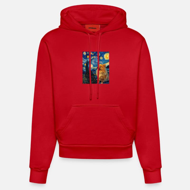 Zwergspitz Spitz Pomeranian - Sweat à capuche bio ajusté fabriqué en UE - rouge
