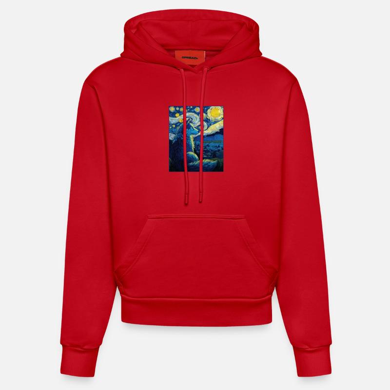 Loup - Sweat à capuche bio ajusté fabriqué en UE - rouge