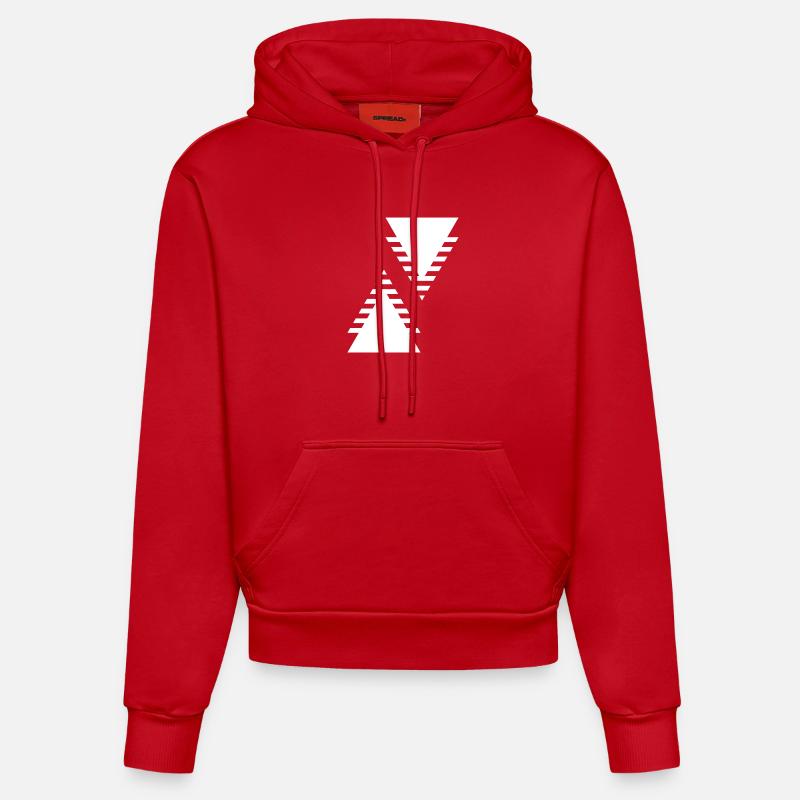 Conception des triangles géométriques - Sweat à capuche bio ajusté fabriqué en UE - rouge