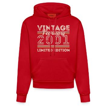 Februar 2001 Geschenk zum Jahrestag - Februar 2001 - Organic Fitted Hoodie Made in EU - Rot - Vorne