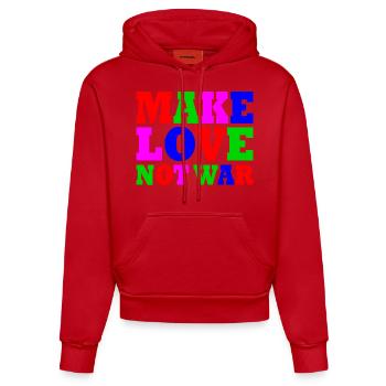 Make love not war - Sweat à capuche bio ajusté fabriqué en UE - rouge - Devant