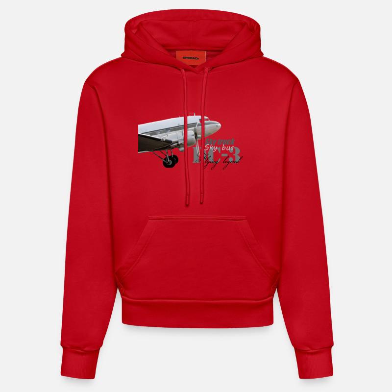 DC-3 - Sweat à capuche bio ajusté fabriqué en UE - rouge