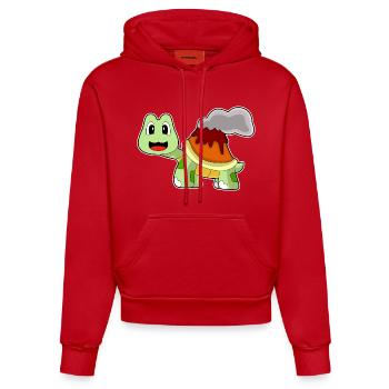 Turtle Volcano - Organic Fitted Hoodie Made in EU - red - Front