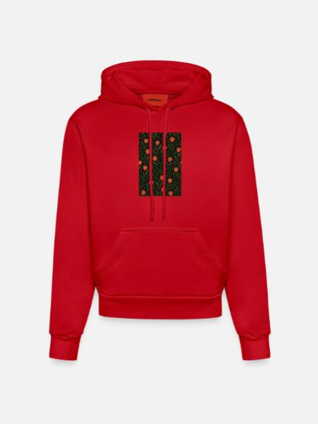 Tulip Pattern - Organic Fitted Hoodie Made in EU - red