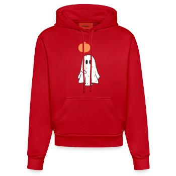 Cute Heart Ghost - Organic Fitted Hoodie Made in EU - red - Front