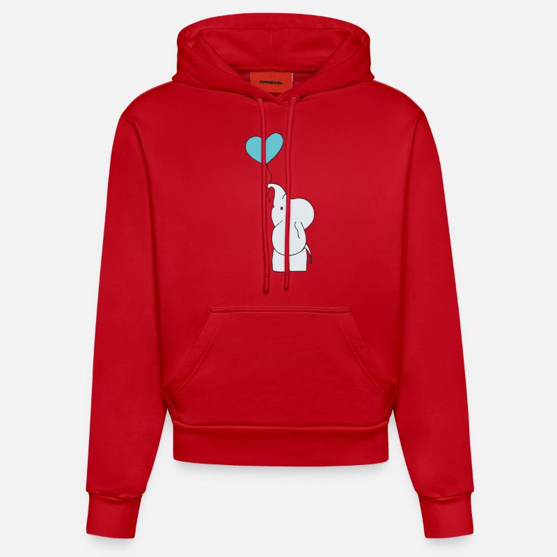Eléphant avec ballon - Sweat à capuche bio ajusté fabriqué en UE - rouge