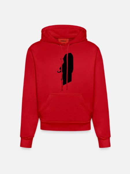 moai_hipster_02 - Organic Fitted Hoodie Made in EU - red