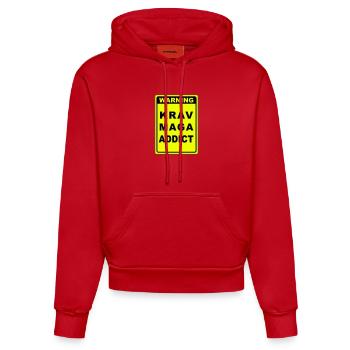 Warnung Krav Maga Süchtiger - Organic Fitted Hoodie Made in EU - Rot - Vorne
