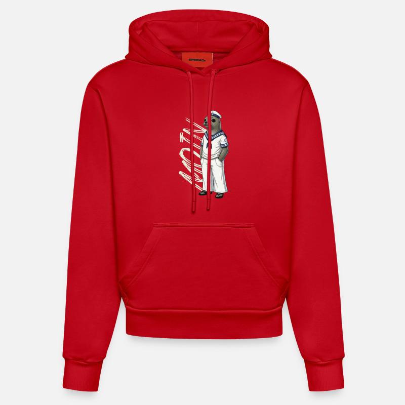 Joint MOIN en look marin - Sweat à capuche bio ajusté fabriqué en UE - rouge
