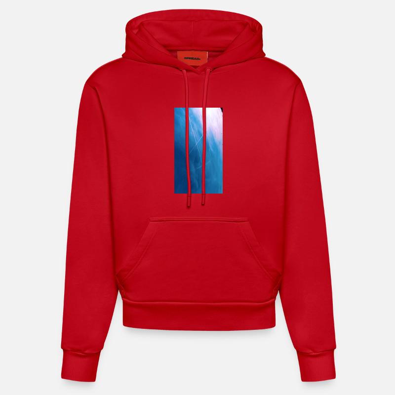 Croix de traînées dans le ciel - Sweat à capuche bio ajusté fabriqué en UE - rouge