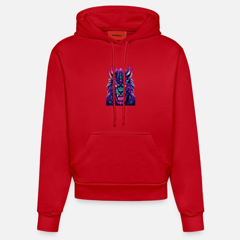 Neon Wolfsgeist - Sweat à capuche bio ajusté fabriqué en UE - rouge
