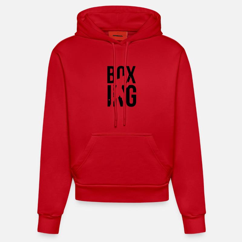 boxe - Sweat à capuche bio ajusté fabriqué en UE - rouge