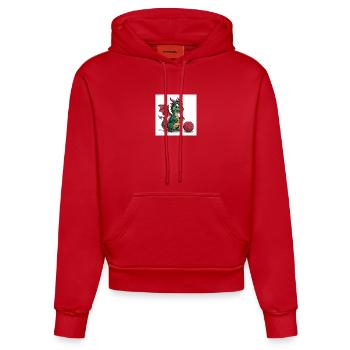 Grüner Drachenball Freund - Organic Fitted Hoodie Made in EU - Rot - Vorne