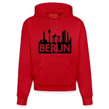 berlin horizon - Sweat à capuche bio ajusté fabriqué en UE - rouge - Devant