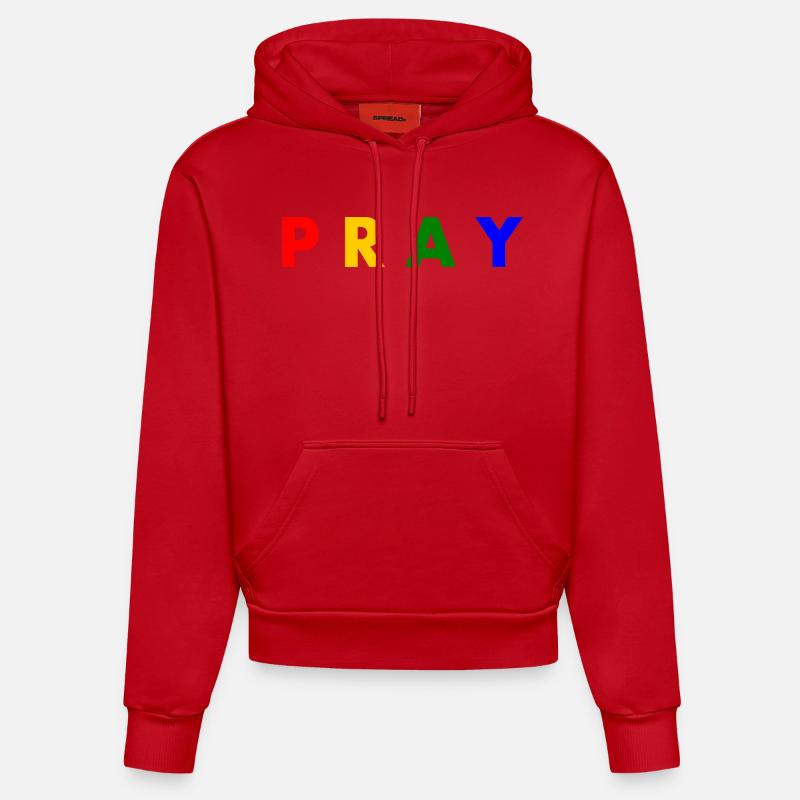 Pray - Sweat à capuche bio ajusté fabriqué en UE - rouge