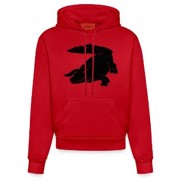 Krokodil Kunst Silhouette Grafik Wildtierliebhaber - Organic Fitted Hoodie Made in EU - Rot - Vorne