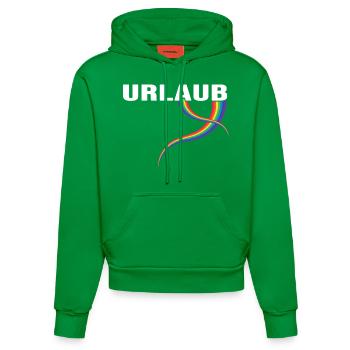 Holiday Rainbow Destination - Organic Fitted Hoodie Made in EU - City Green - Front