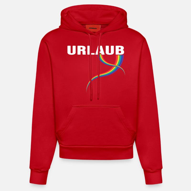 Destination arc-en-ciel de vacances - Sweat à capuche bio ajusté fabriqué en UE - rouge