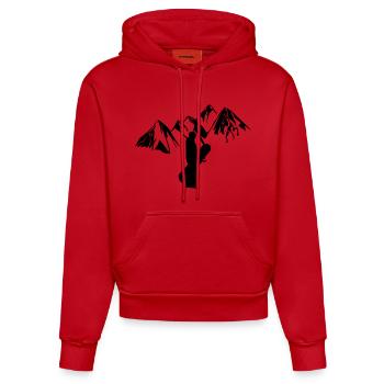Mountain snowboarder - Organic Fitted Hoodie Made in EU - red - Front