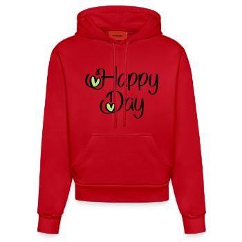 Happy Day - Organic Fitted Hoodie Made in EU - red - Front