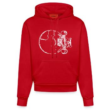 Skateboard Skizze - Organic Fitted Hoodie Made in EU - Rot - Vorne