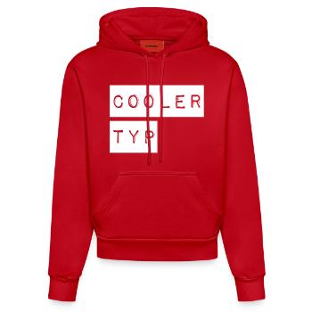 This is what a cool guy looks like - Organic Fitted Hoodie Made in EU - red - Front