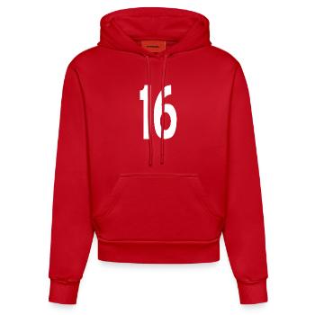 16 Sechzehn - Organic Fitted Hoodie Made in EU - Rot - Vorne