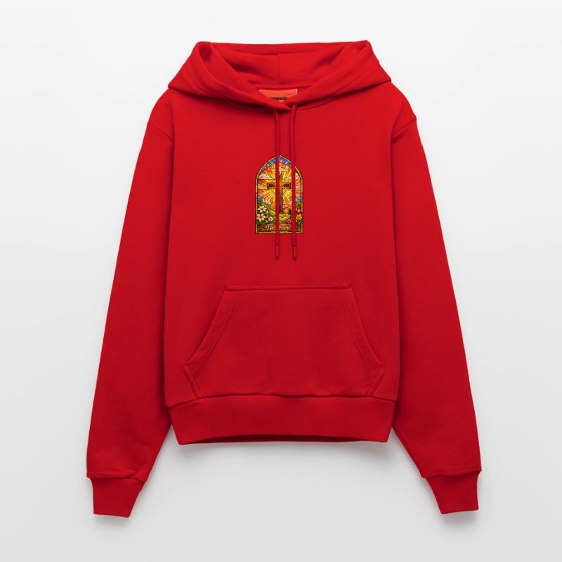 He is Risen Easter Jesus Easter Organic Fitted Hoodie Made in EU
