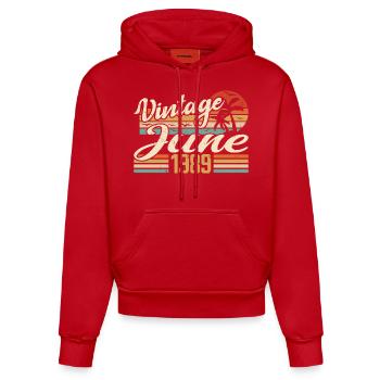 June 1989 Birthday 1989 Retro 1989 June 1989 - Organic Fitted Hoodie Made in EU - red - Front