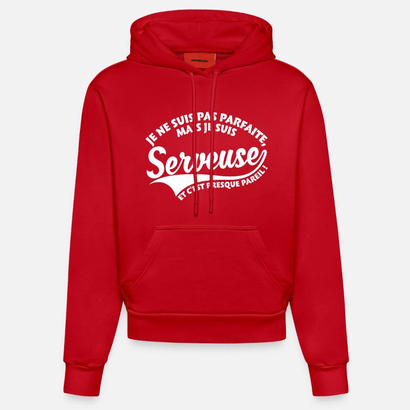 Parfaite Serveuse - Sweat à capuche bio ajusté fabriqué en UE - rouge