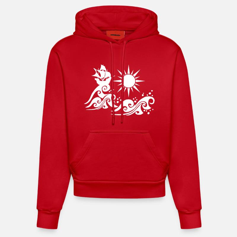 Galion blanc - Sweat à capuche bio ajusté fabriqué en UE - rouge