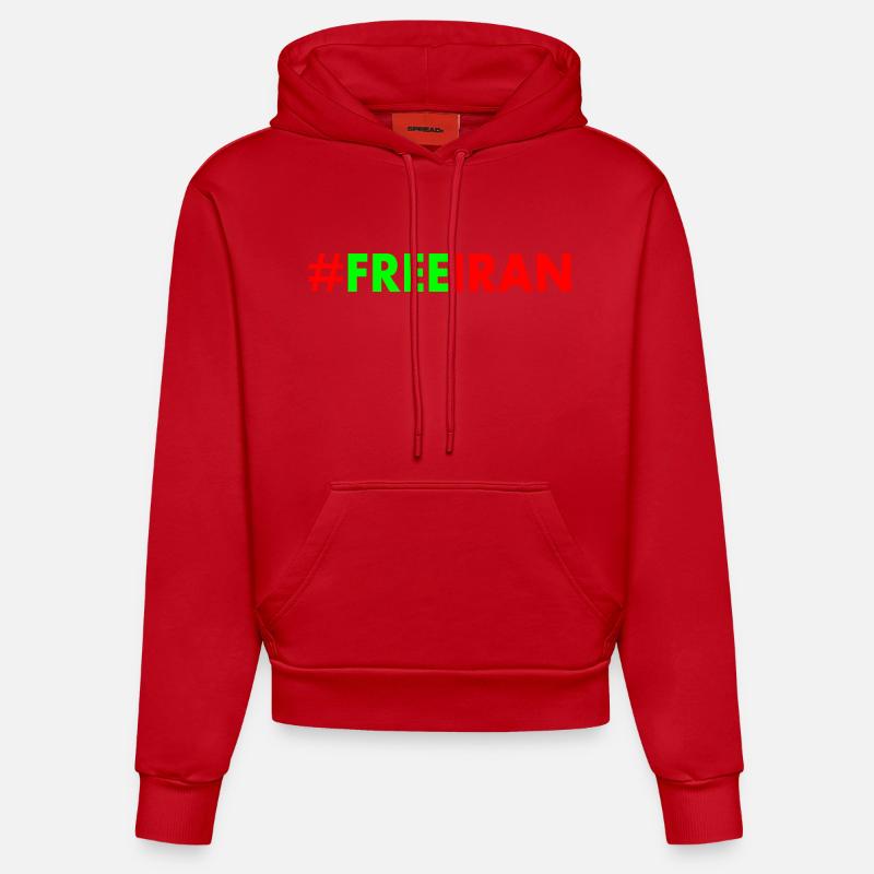 Free iran - Sweat à capuche bio ajusté fabriqué en UE - rouge