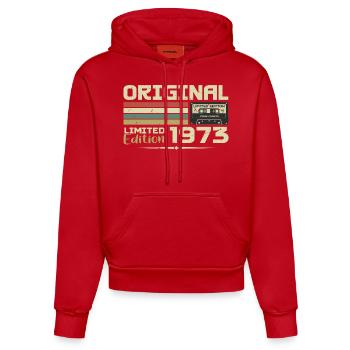 Retro 1973 Geburtstagsgeschenk Jahrgang 1973 Original - Organic Fitted Hoodie Made in EU - Rot - Vorne
