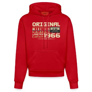 Juni 1966 Jahrgang Geboren im Juni 1966 Geburtstag - Organic Fitted Hoodie Made in EU - Rot - Vorne