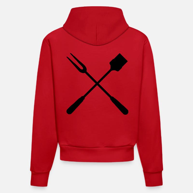 Couverts de barbecue - Sweat à capuche bio ajusté fabriqué en UE - rouge