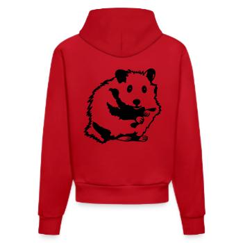 Hamster sitzt - Organic Fitted Hoodie Made in EU - Rot - Hinten