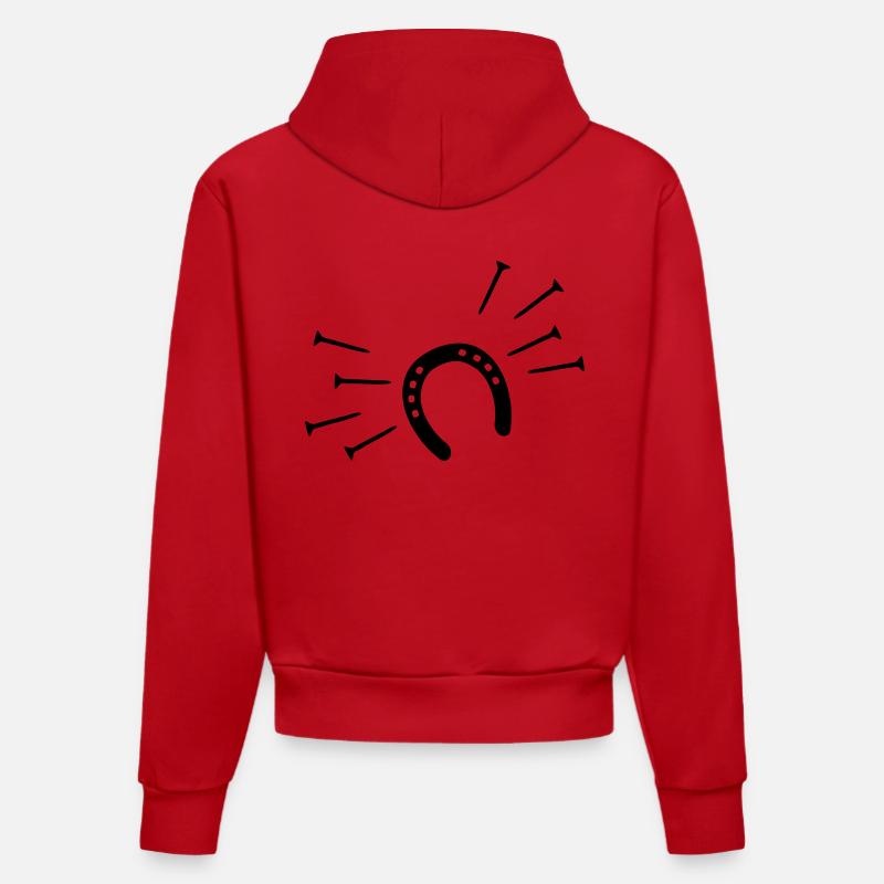 fer à cheval - Sweat à capuche bio ajusté fabriqué en UE - rouge