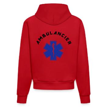 ambulancier logo - Sweat à capuche bio ajusté fabriqué en UE - rouge - Dos