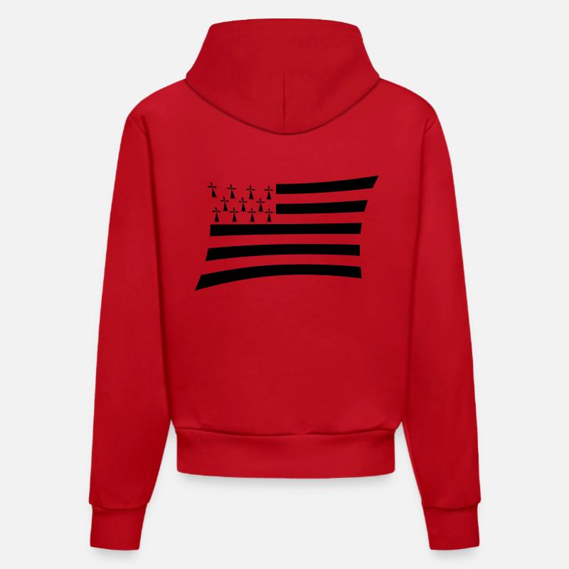 Drapeau Breizh - Sweat à capuche bio ajusté fabriqué en UE - rouge