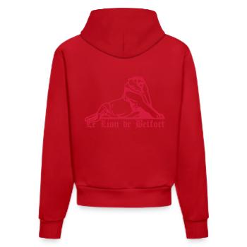 Lion de Belfort + texte gothique - Sweat à capuche bio ajusté fabriqué en UE - rouge - Dos
